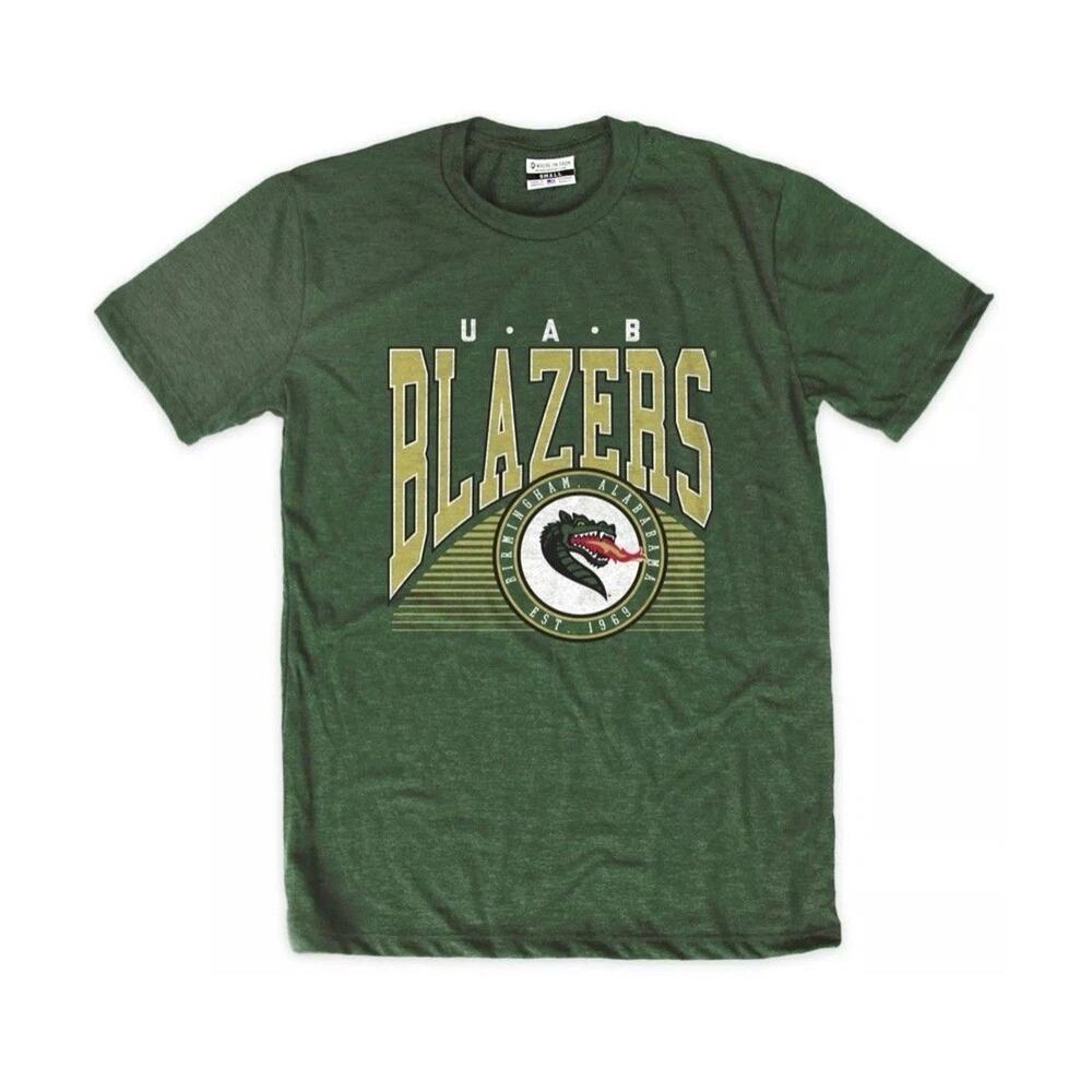 UAB Blazers T-Shirt Birmingham Alabama NCAA College Team Green Graphic Tee S NWT